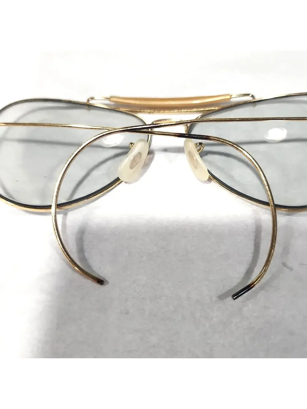 Ray Ban B&L Vintage 70's Outdoorsman Gold Light Gray Aviator Sunglasses 58-14